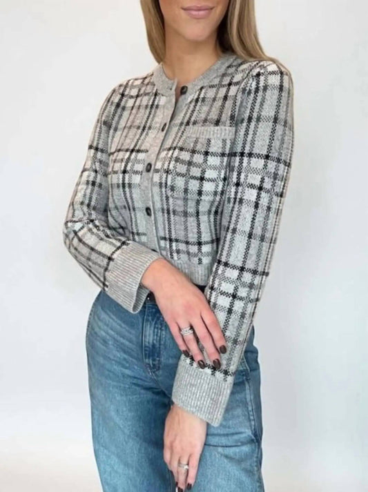 Naadam - Luxe Plaid Jacquard Cardigan