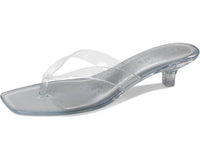 STEVE MADDEN Women's Tracie Y2k Jelly Thong Kitten Heel Sandal in clear - women's sandal - detail view