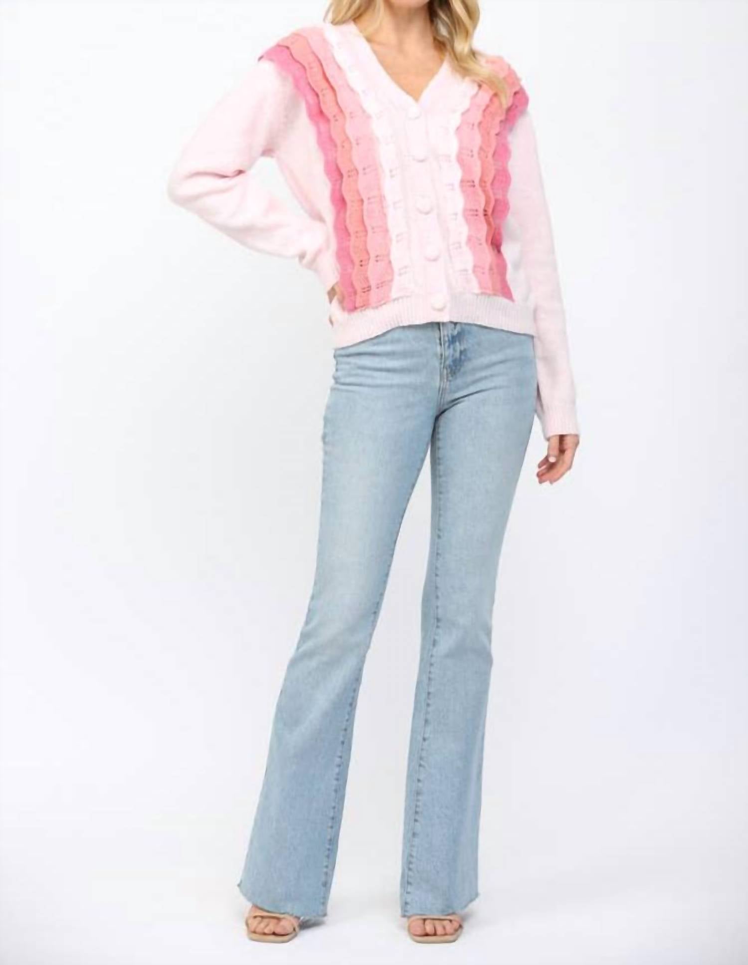 Fate - Scallop Ruffle Cardigan Sweater