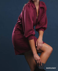 umgee Luxe Knit Zip Up Mini Dress in burgundy - women's dress - view 4