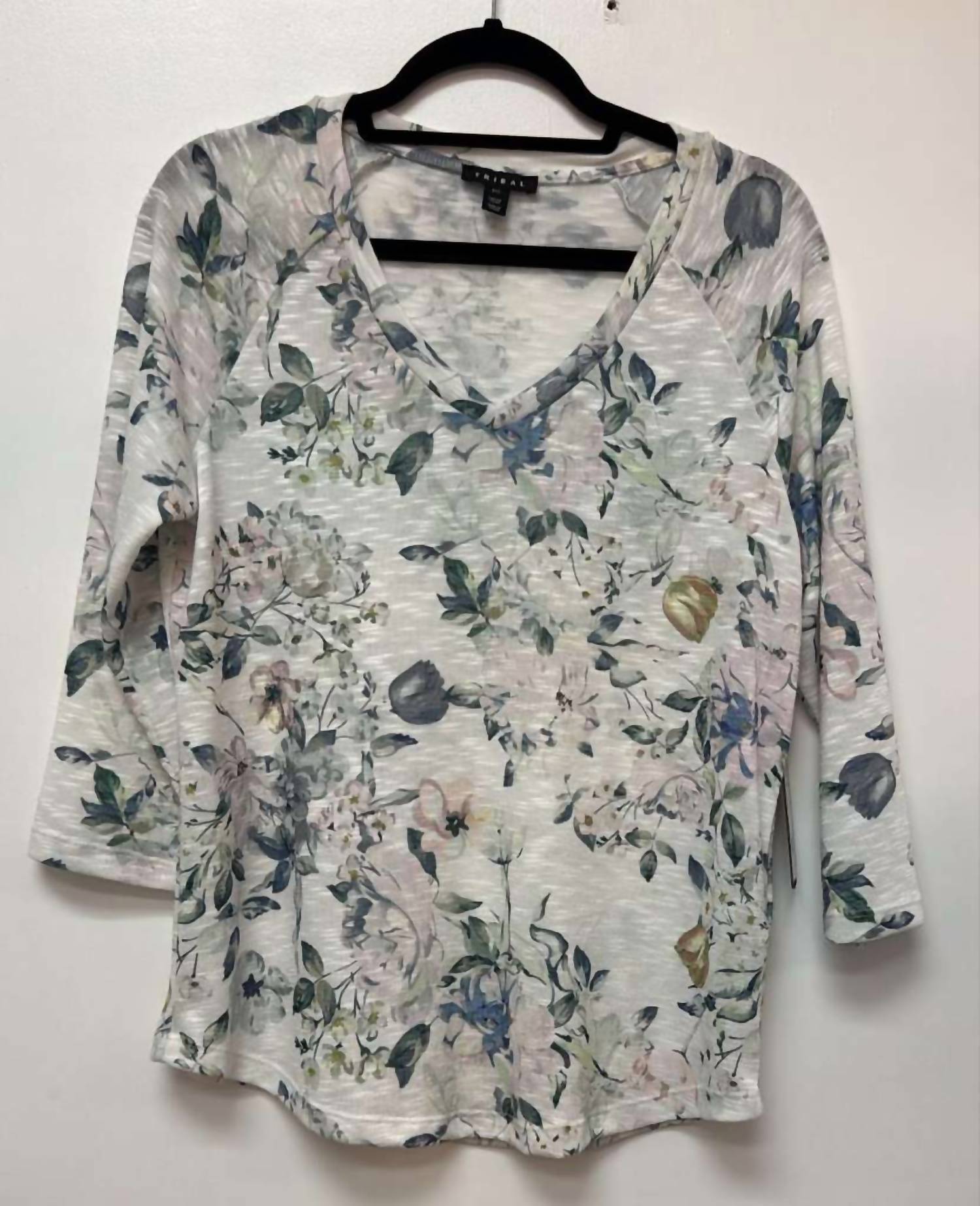 TRIBAL Women's V Neck Top in pink multi - women's blouse