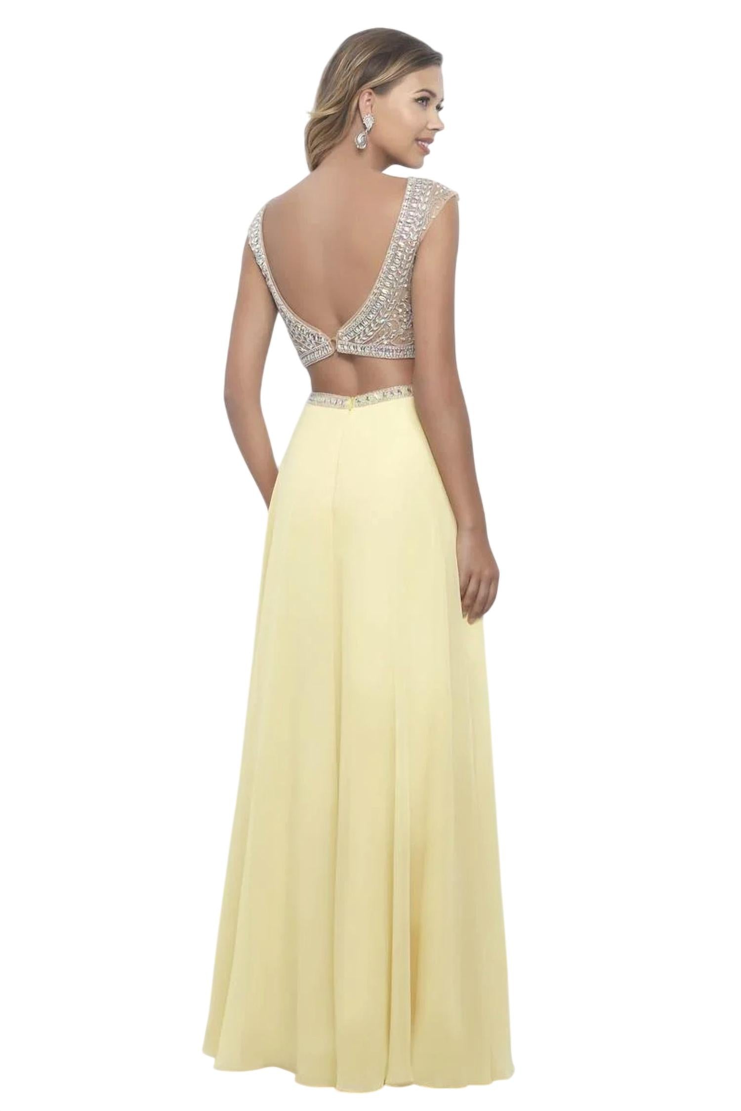 Blush Prom - Hand Beaded Chiffon Two Piece Gown