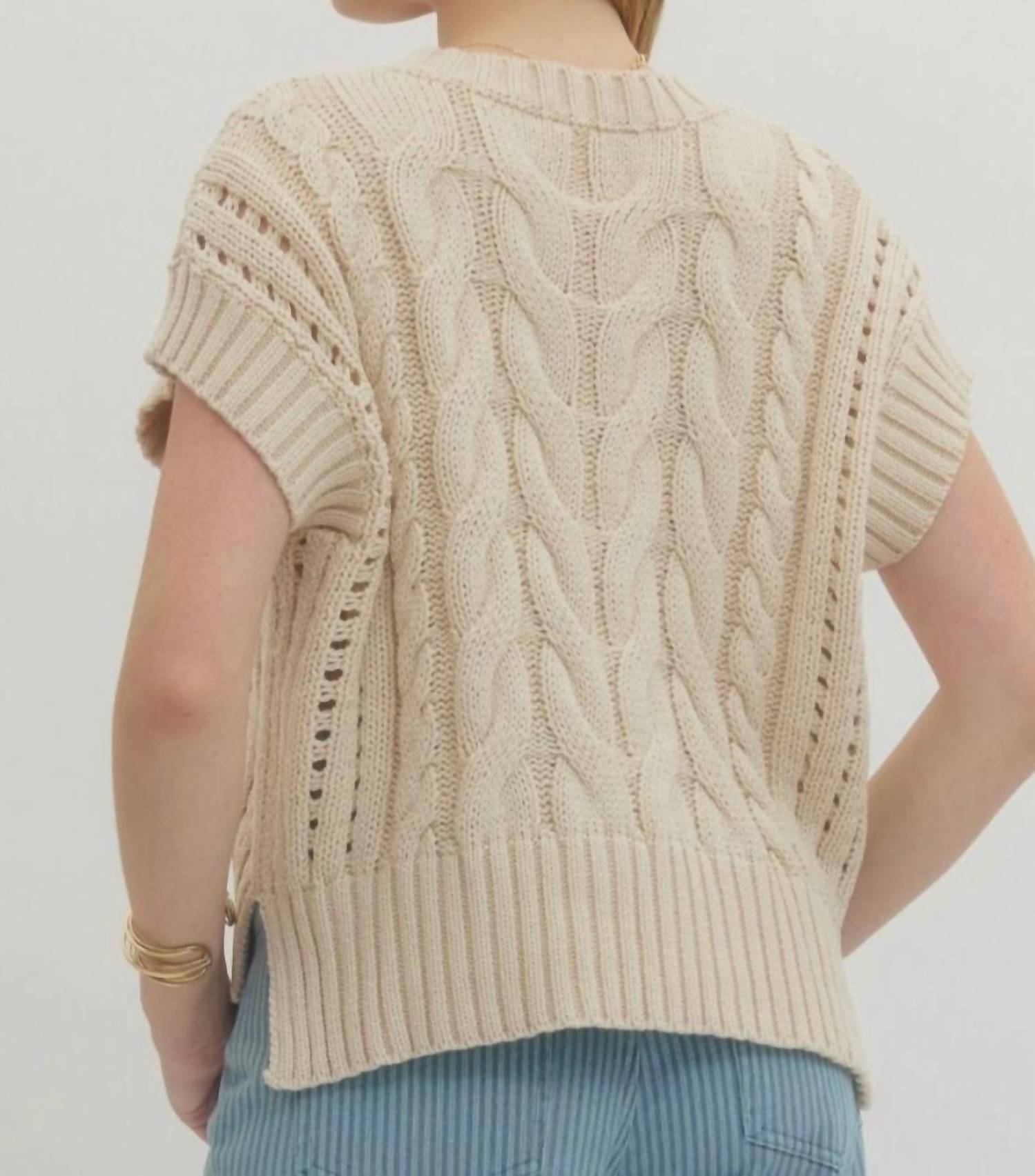 Entro - Alice Cable Knit Short Sleeve Sweater