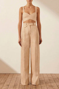 Shona Joy - Amanda Linen Crossover Bralette Top