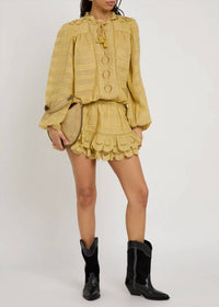 ISABEL MARANT Preya Dress in light ochre - women's long sleeve top - detail view