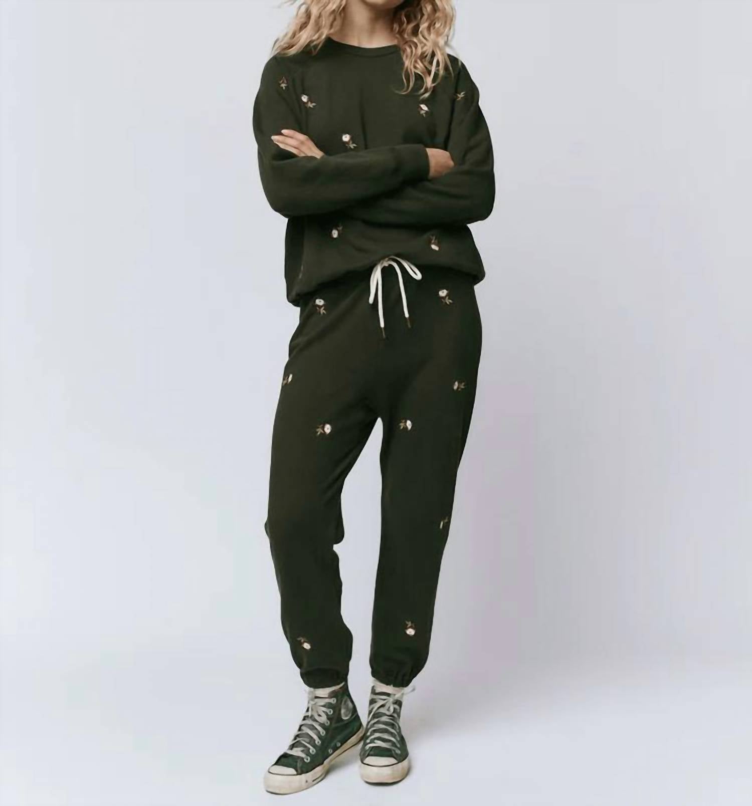 The Great. - College Sweatshirt With Embroidered Roses