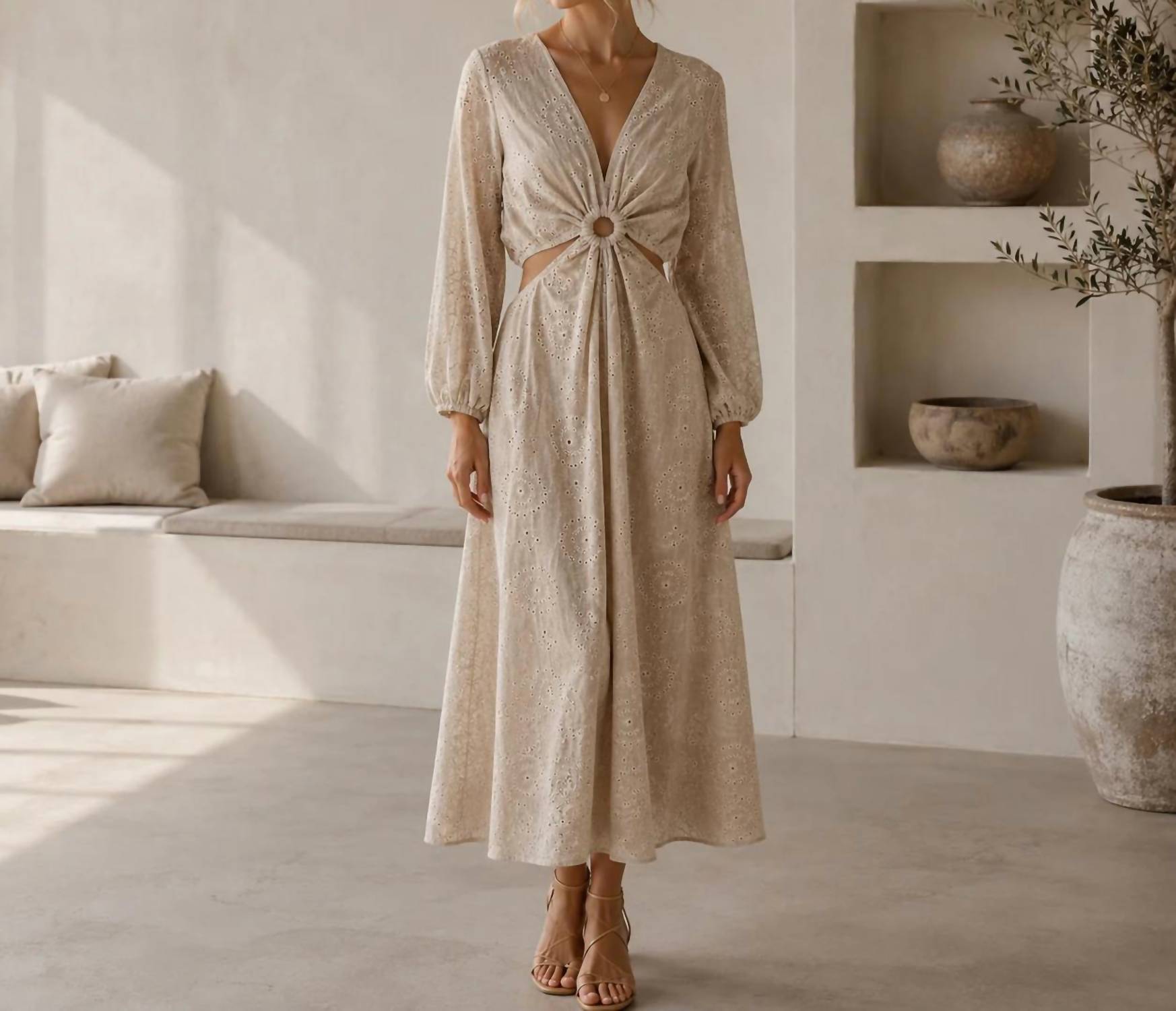 Mystery Resort - Amara Eyelet Cutout Midi Dress