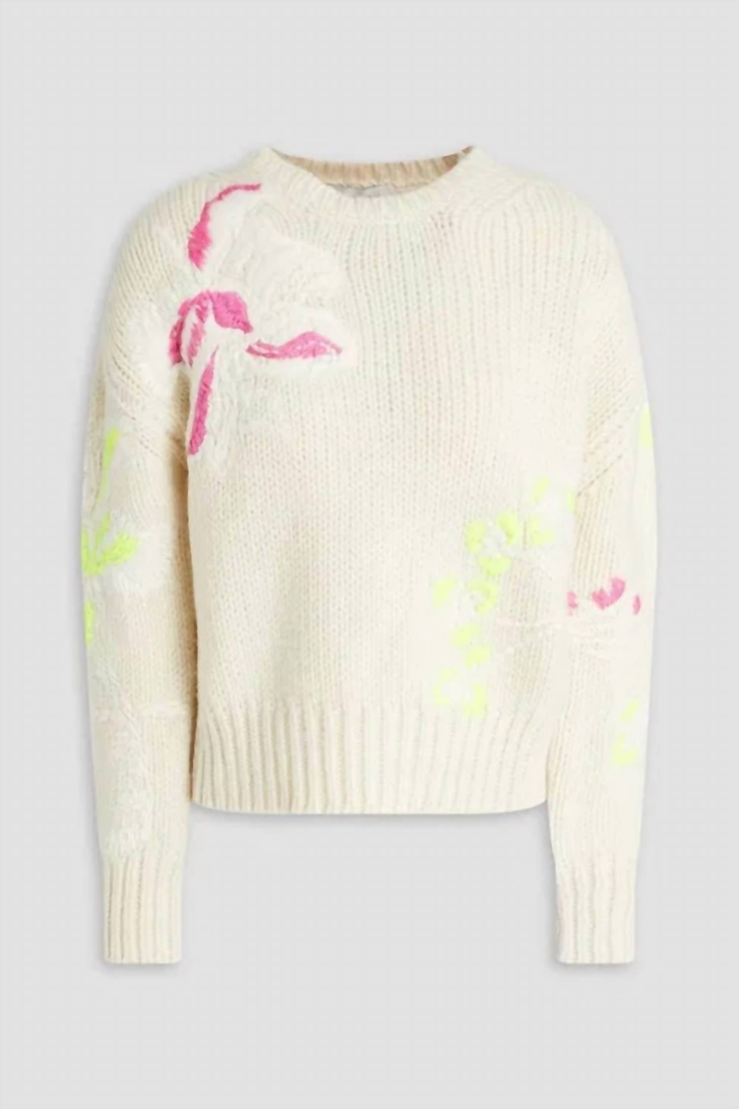 Valentino - Embroidered Wool Silk Cashmere Blend Sweater