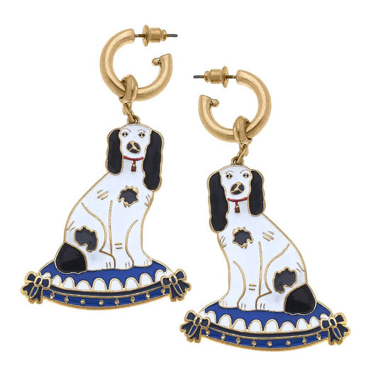 Canvas Style - Women's Baron Enamel Staffordshire Dog Earrings