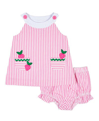 Florence Eiseman - Girls Strawberries Seersucker Dress With Bloomer