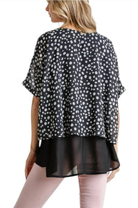Umgee - Dalmatian Layered Cuff Sleeve Top