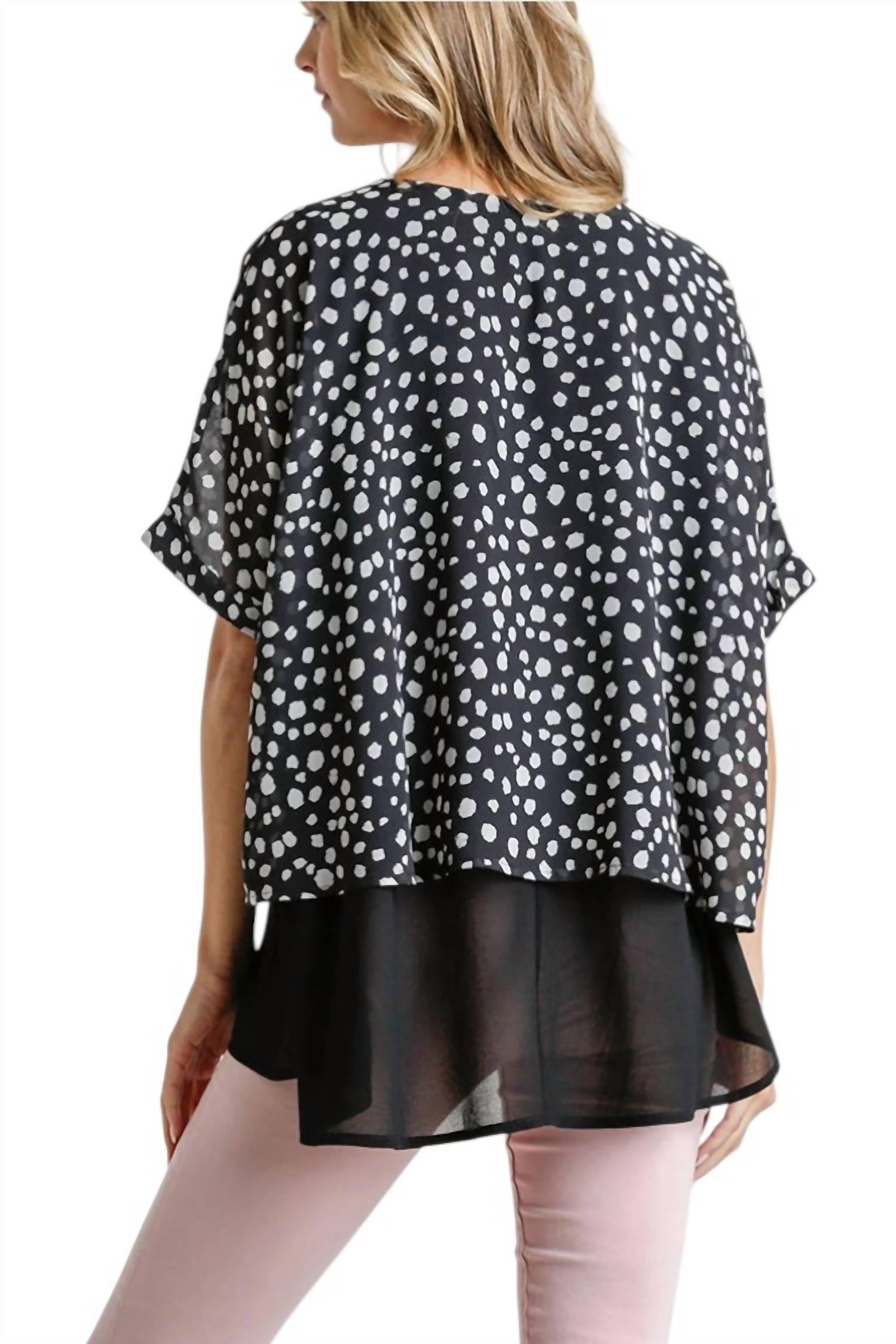 Umgee - Dalmatian Layered Cuff Sleeve Top