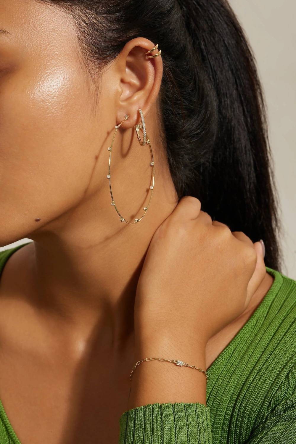 Eklexic - Women's Double Cuff Earrings