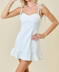 Day + Moon - Ruffle Trim Denim Dress