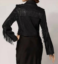 Cleobella HARRISON LEATHER JACKET in black - women's jacket - detail view
