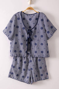 Very J - Women's Womfloral Embroidery Woven Top And Shorts Set