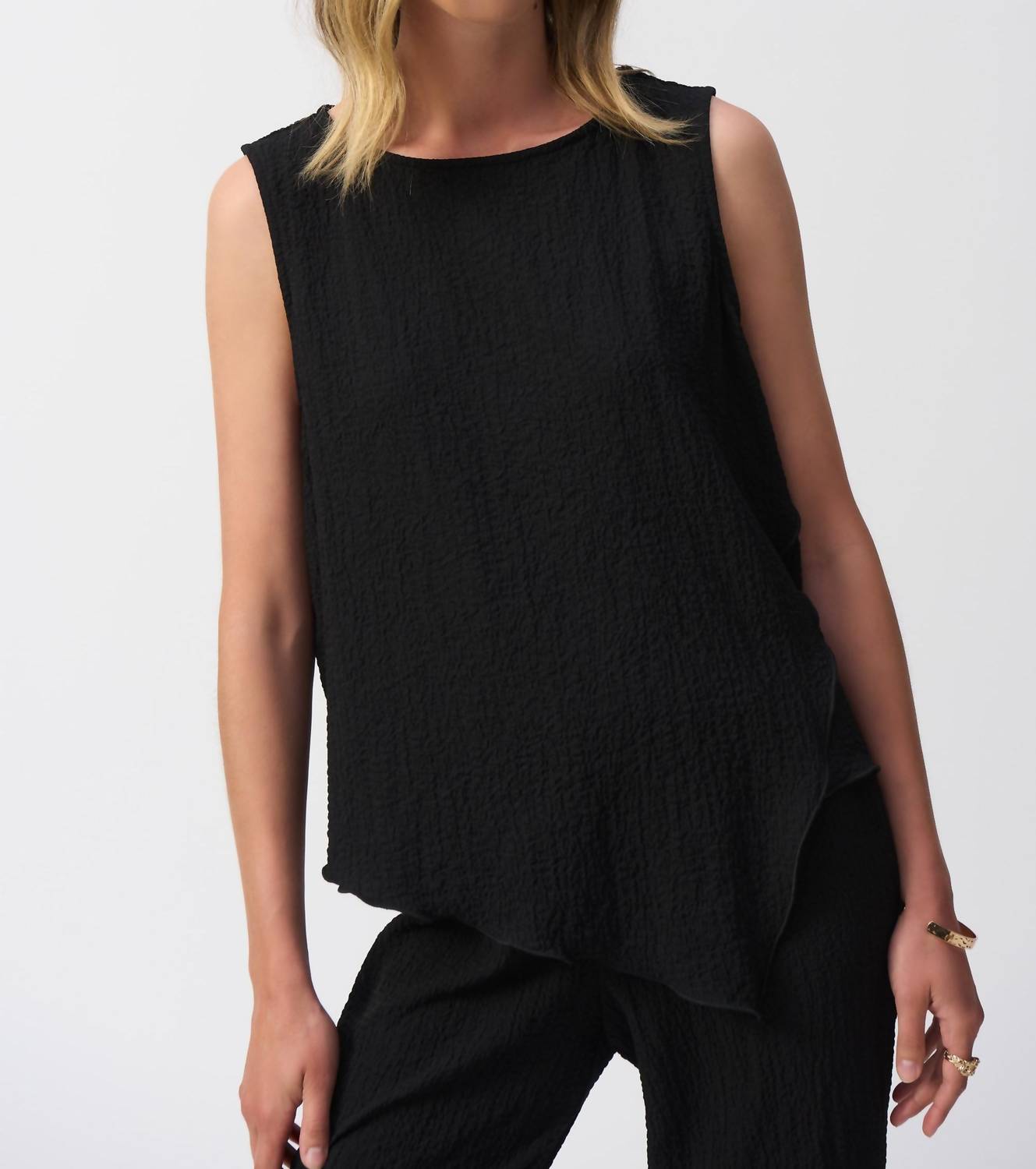 Joseph Ribkoff - Seersucker Asymmetrical Sleeveless Top