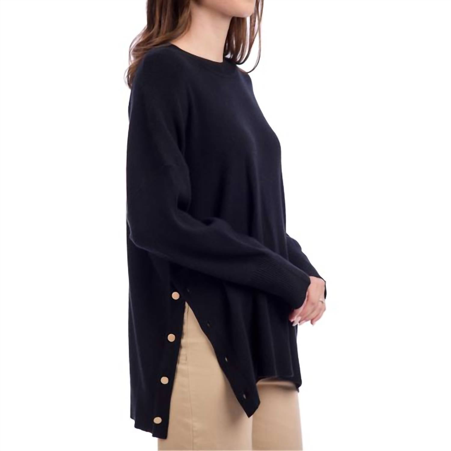 mudpie Noralee Button Sweater in black - women's sweater - view 4