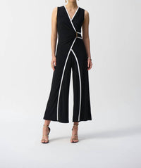 Joseph Ribkoff Sleeveless Culotte Jumpsuit in black vanilla - women's pants