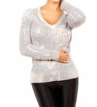 Bleach Cableknit V-Neck Sweater
