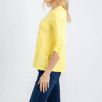 Elliott Lauren - Crissy Crew Neck Ruched Sleeve Tee