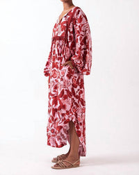 Celina Moon Zineb Maxi Kaftan Dress in red rabella - women's dress - alternate view