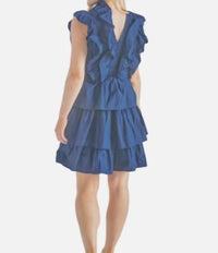 Simply Southern Layered Blossom Dress in navy - women's dress - detail view