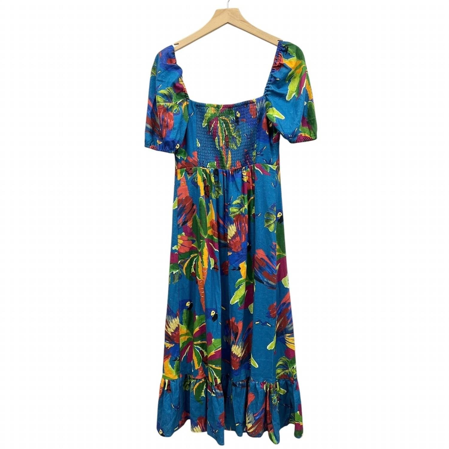 House Of Harlow 1960 - Puff Sleeve Linen Blend Midi Dress