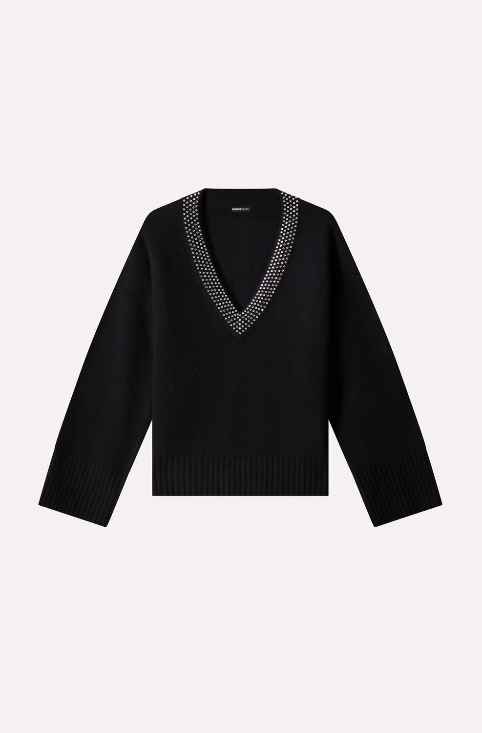 Minnie Rose - Luxe Cashmere Embellished Sweater