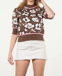 Thml - Rita Flower Knit Short Sleeve Top