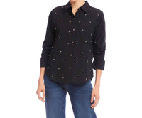 Karen Kane - Embellished Ruched Sleeve Shirt