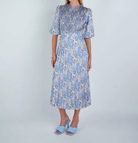 John Abgin - Multi Floral Pleated Midi Dress