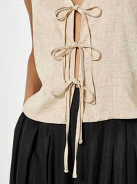 Apricot - Tie Front Linen Blend Vest