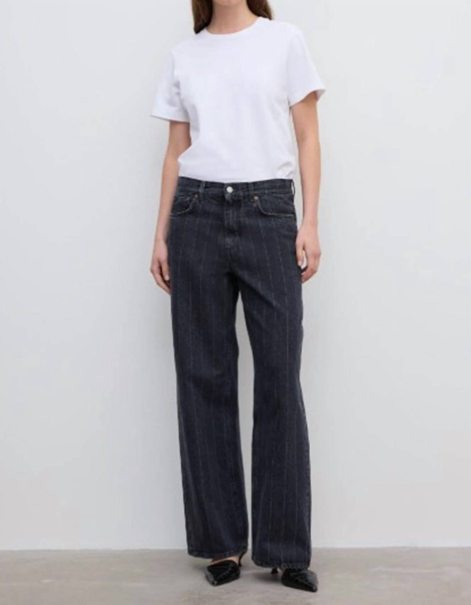 House of Dagmar Baggy Fit Stripe Denim Jeans in black - women's jeans - view 9