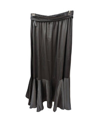 Doe and Rae Women's Surplice Ruffle Skirt With Waist Belt in black - women's skirt - detail view