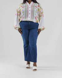 -Bl^Nk- - Alhena V-neck Button Front Shirt - plus
