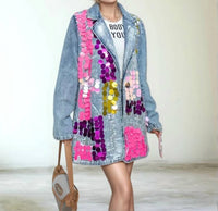 Productseeker - Tao Hand-painted Sequined Denim Blazer