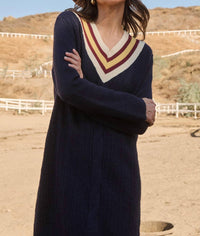 SUGARLIPS Corunna V-neck Mini Sweater Dress in navy - women's dress - view 4
