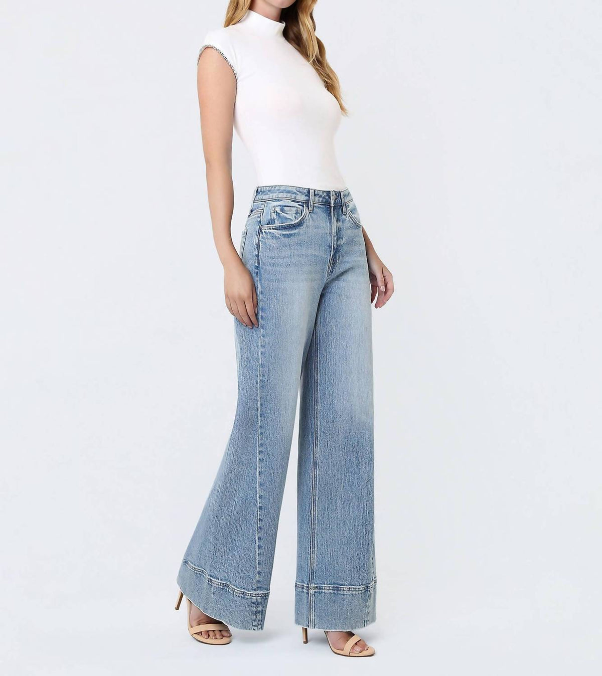 Vervet By Flying Monkey - April Wrap Seam Wide Leg Jeans
