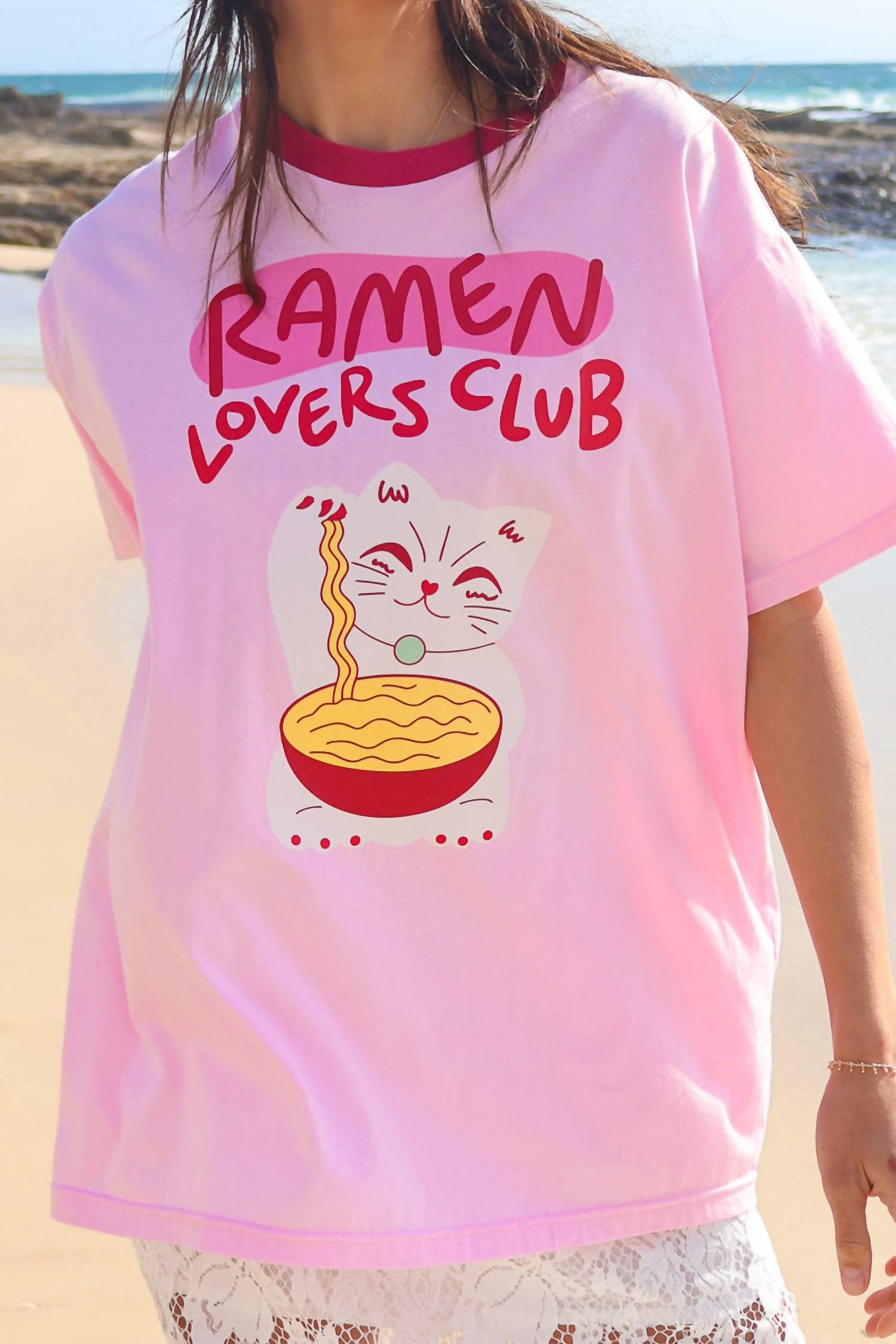 Palm Collective Ramen Lovers Club Tee in pink - women's t-shirt - view 5