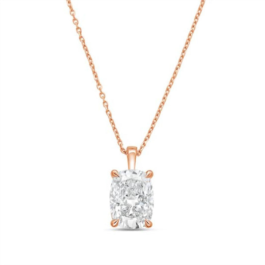 Diana M Jewels - 5.00 Ct Cushion-cut Lab-grown Diamond Pendant Necklace On Solid Bail