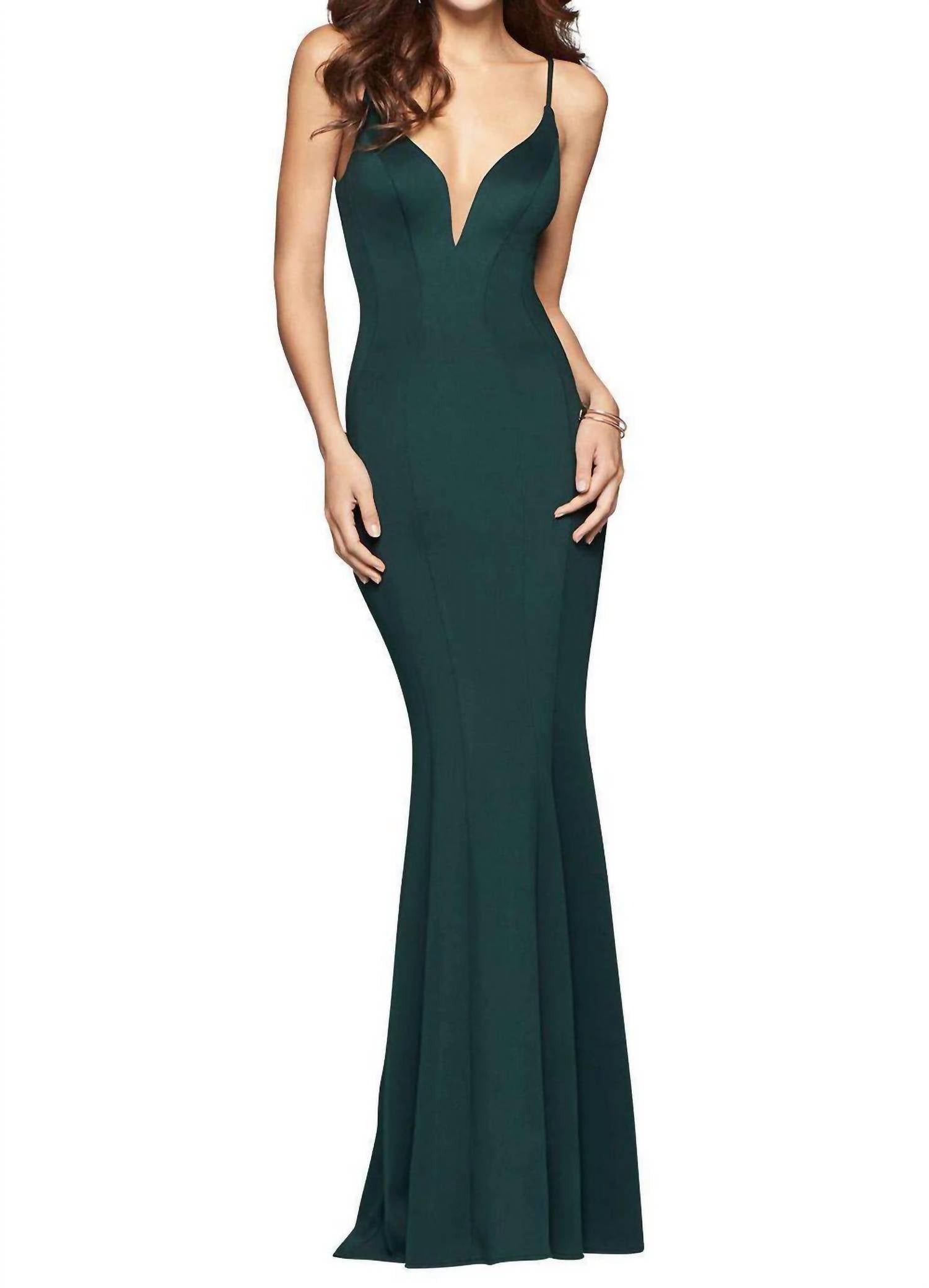 FAVIANA Lux Jersey Gown With Side Cutout in dark green - women's dress