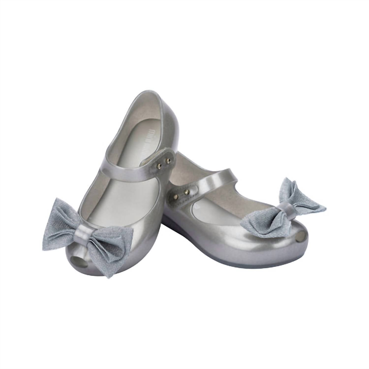 Mini Melissa Girls Ultragirl Special Sandals in pearly silver - kids' sandal - detail view