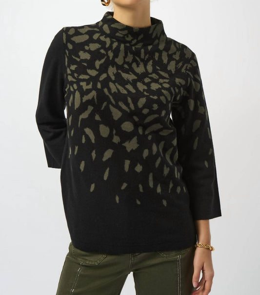 Joseph Ribkoff - Animal-print Mock Neck Pullover