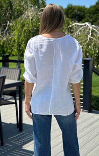 Made In Italy - Courtney Linen Elbow Sleeve Top