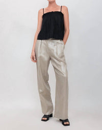 NARY Pleated High Waist Trouser in champagne - women's pants - detail view
