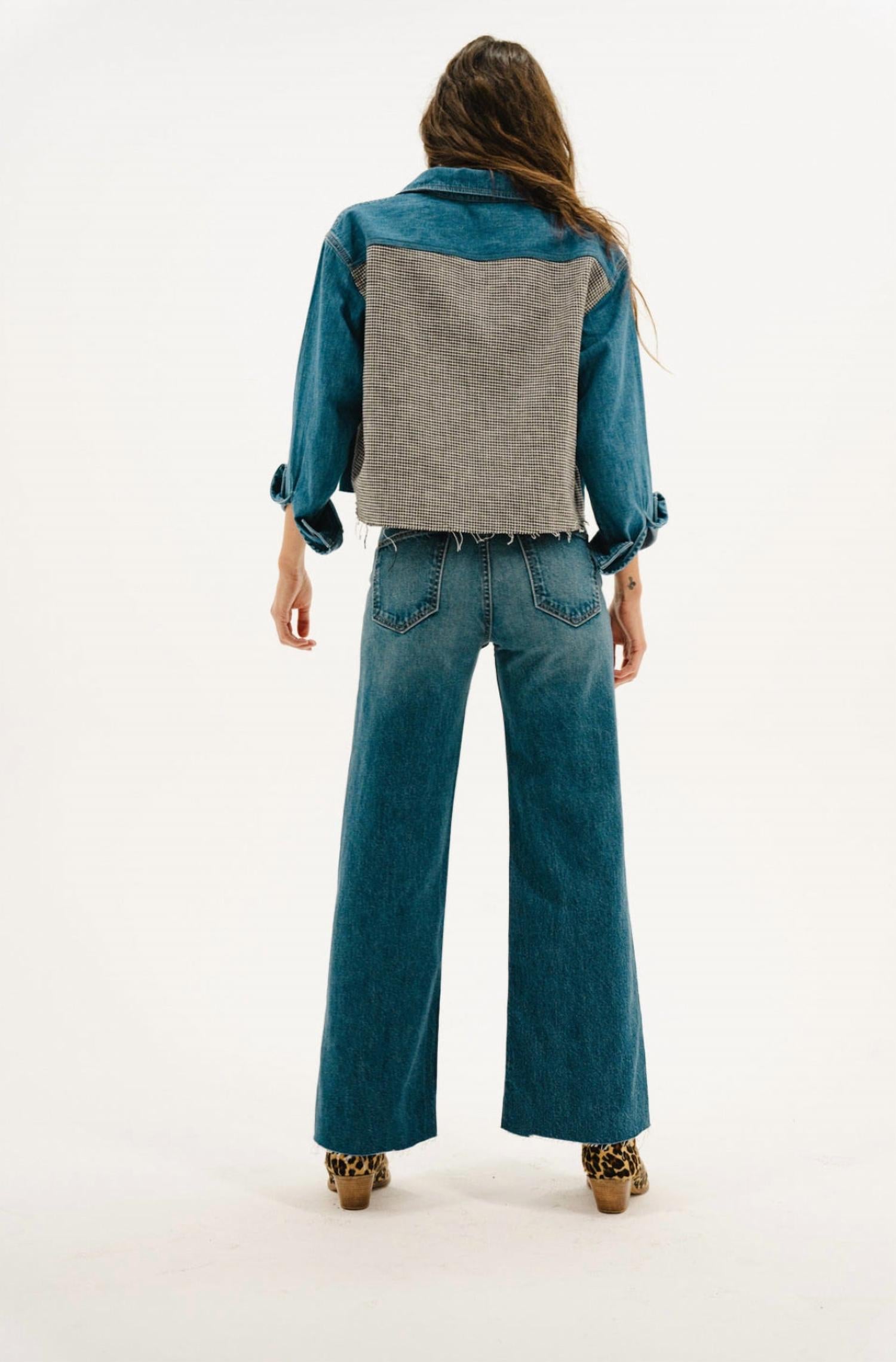 ASKK NY Mercer High Rise Wide Leg Jean in gunnison - women's jeans - detail view