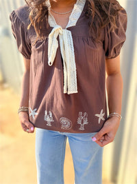 Bailey Rose - Women's Sea Life Bow Top