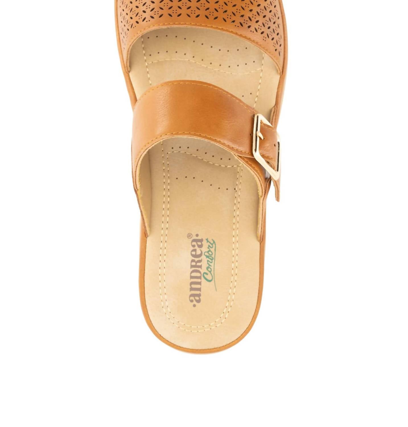 Andrea Women's Comfort Padded Footbed Sandal in cognac - women's sandal - alternate view