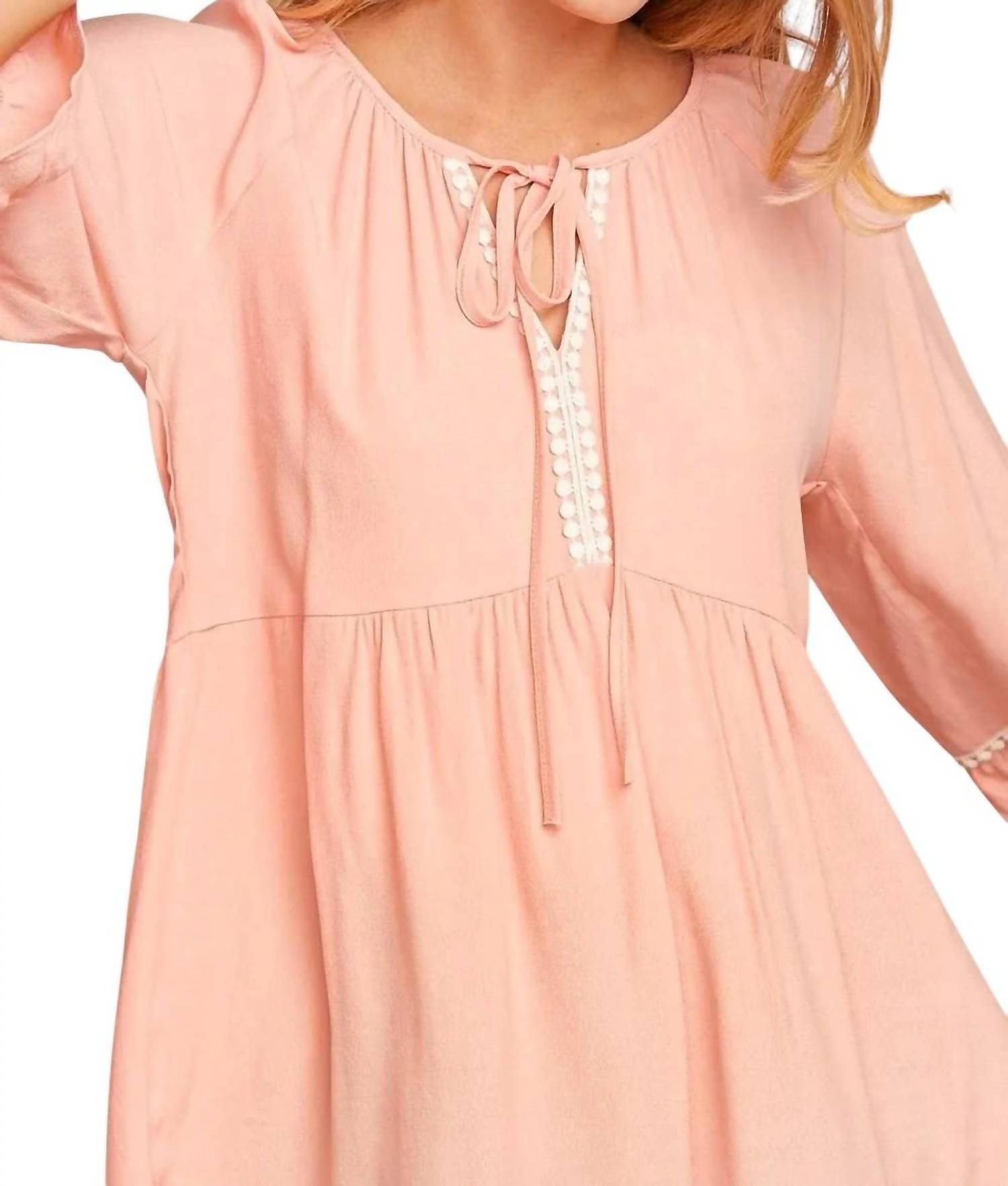 Haptics - TIE CROCHET DETAIL 3/4 SLEEVE BLOUSE